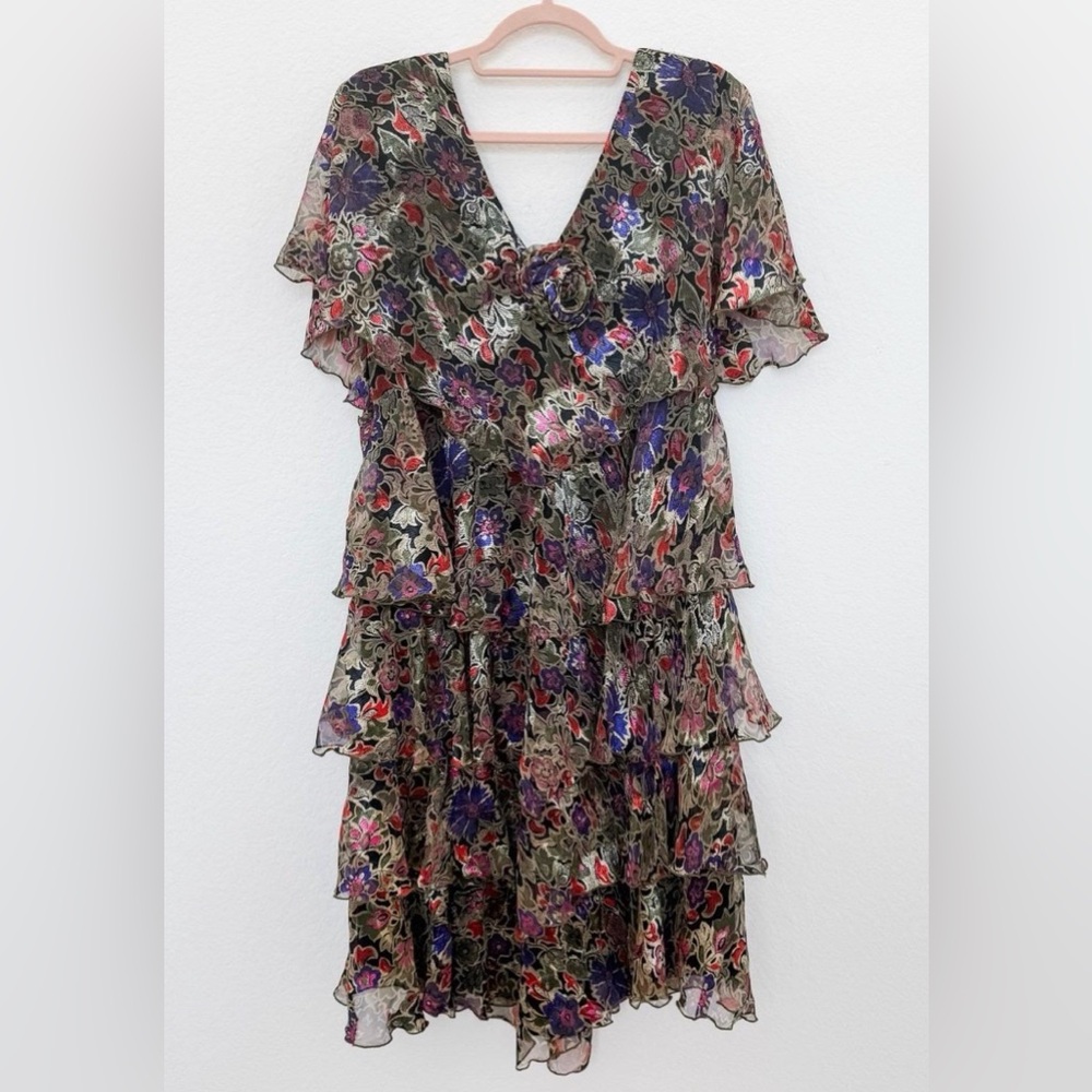 Anna Hobbs for Cattiva silk Floral Ruffle Women's Dress